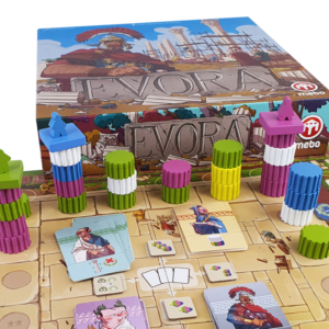 Évora juego de mesa en español Mebo Games componentes