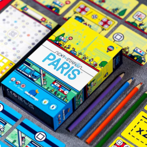 Próxima estación Paris juego de mesa en español arte y cartas por editorial Mebo Games