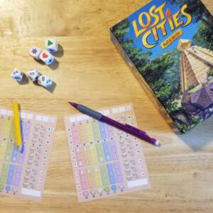 lost cities roll & write juego de mesa en español Devir componentes
