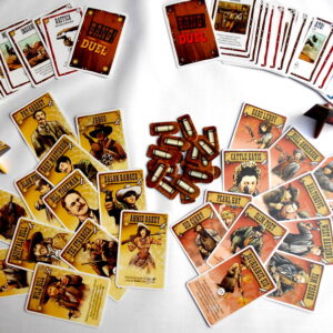 Bang The Duel juego de mesa en inglés DaVinci componentes