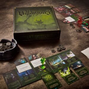 Arte y componentes del juego de mesa Disney Villainous en español por la editorial Ravensburger