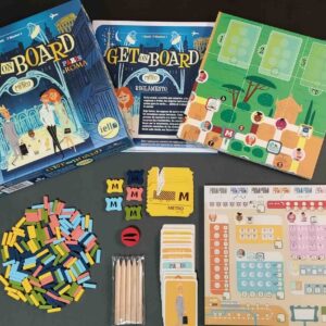 Componentes del juego de mesa Get on board: Paris y Roma en español por la editorial Devir