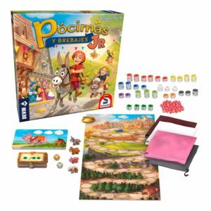 Componentes del juego de mesa infantil Pocimas y Brebajes Junior en español por la editorial Devir