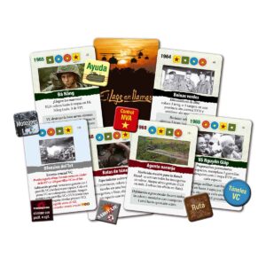 Componentes del juego de mesa El Lago en Llamas en Español por la editorial Devir
