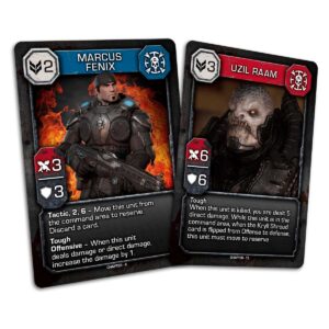 Componentes y cartas del juego de mesa Gears of War the Card Game en Inglés por la editorial Steamforged Games