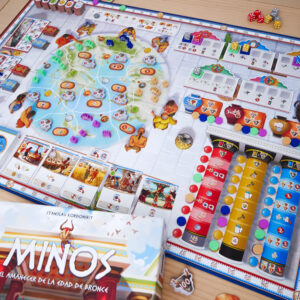 Tablero y componentes del juego de mesa Minos en Español por la editorial Maldito Games