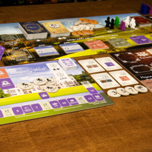 Tableros y componentes del juego de mesa Obsesión en Español por la editorial Maldito Games