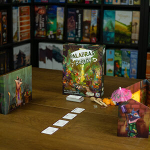Componentes y cartas del juego de mesa Palabras Basura en Español por la editorial Maldito Games