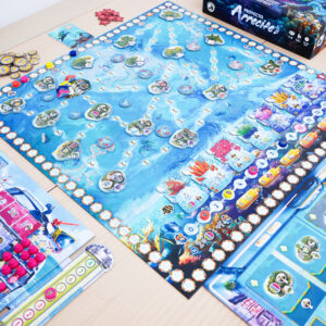 Tablero y componentes del juego de mesa Proyecto Arrecife en Español por la editorial Maldito Games