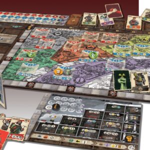 Tableros y componentes del juego de mesa Resurgence en Español por la editorial Maldito Games