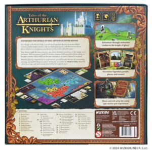Reverso, componentes y tablero del juego de mesa Tales of the Arthurian Knights en Inglés por la editorial Wizkids