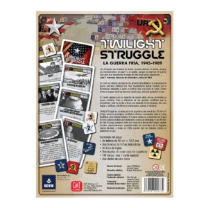 Reverso y cartas del juego de mesa Twilight Struggle en Español por la editorial Devir