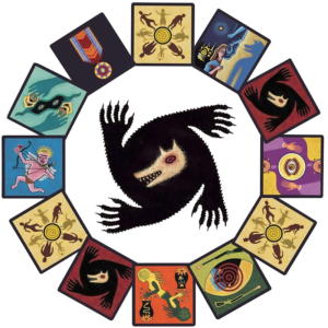 Cartas y componentes del juego de mesa Los Hombres Lobo de Castronegro en Español por la editorial Asmodee