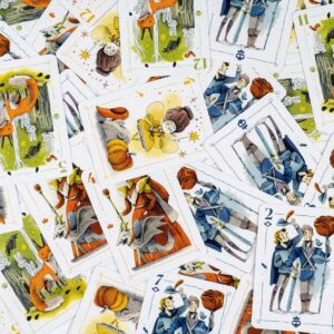 Componentes y cartas del juego de mesa Rebel Princess en Español por la editorial 2 Tomatoes Games