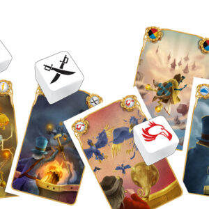 Componentes y arte del juego de mesa Celestia en Español por la editorial Circoctel