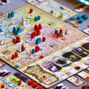 Componentes y arte del juego de mesa La Corte del Zar en Español por la editorial Gen X Games