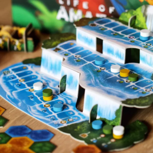 Componentes del juego de mesa Life of the Amazonia en Español por la editorial Delirium Games