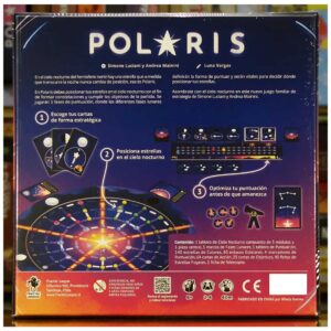 Componentes del juego de mesa Polaris en Español por la editorial Fractal Juegos