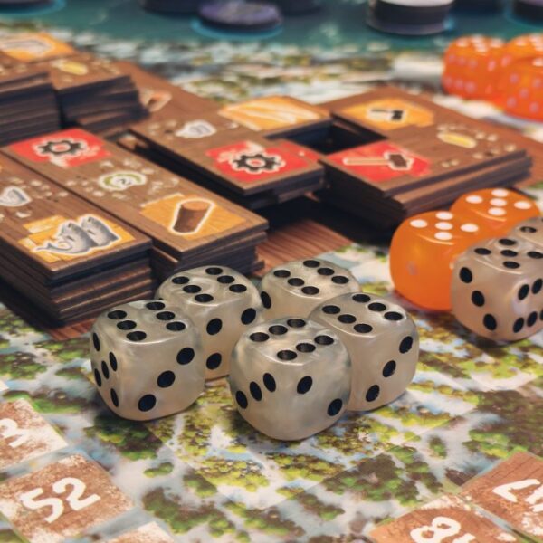 Componentes del juego de mesa Saltfjord en Español por la editorial Arrakis Games