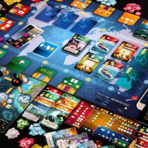 Componentes del juego de mesa Underwater Cities en Español por la editorial Arrakis Games