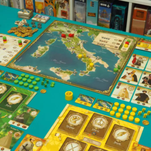 Componentes del juego de mesa Virtú en español por la editorial Arrakis