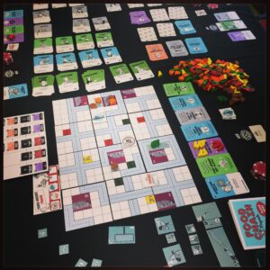 Componentes del juego de mesa Food Chain Magnate el juego de bazas en español por la editorial MasQueOca