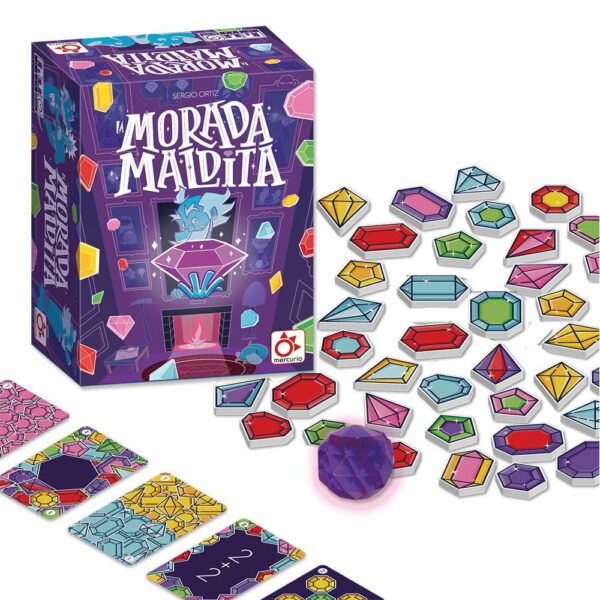 Componentes del juego de mesa La Morada Maldita el juego de bazas en español por la editorial Mercurio